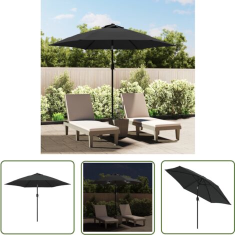 The Living Store Sonnenschirm mit LEDLeuchten und Stahlmast 300 cm