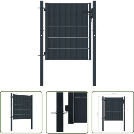 The Living Store Zauntor PVC und Stahl 100x81 cm Anthrazit - Gartentor - Zauntor - Metalltor - Anthrazit - PVC