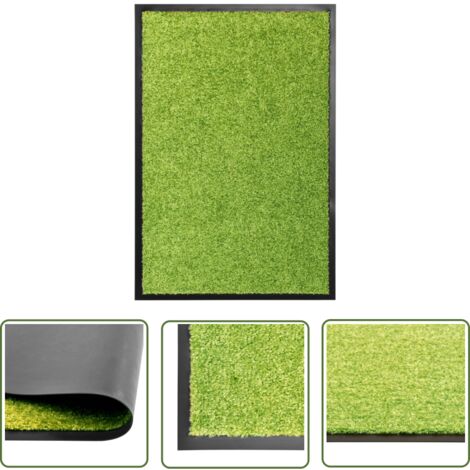 The Living Store Fußmatte Waschbar Grün 40x60 cm - Innenfußmatte - Outdoor-Matte - Gummi Fußmatte - Waschebene Matten - Türmatte Grün (1/5)