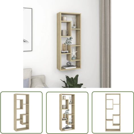 The Living Store Wandregal Sonoma-Eiche 36x16x90 cm Holzwerkstoff - Wand Regal - Holzregal - Deko Regal - Aufbewahrung - Wohnraum Organisation (1/5)