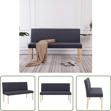 The Living Store Sitzbank 139,5 cm Dunkelgrau Polyester - Wohnzimmerbank - Kiefernholzbänkchen - Grau Sofa - Polstersofa - Wohnzimmermöbeln (1/5)