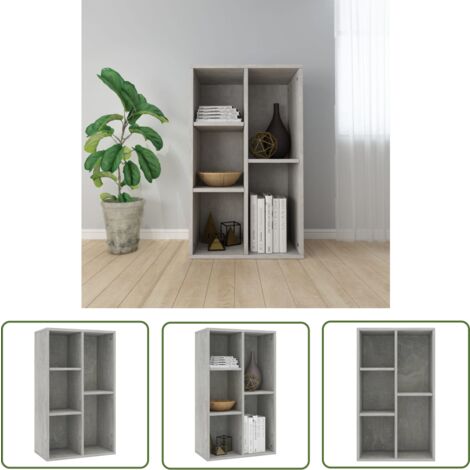 The Living Store Bücherregal/Sideboard Betongrau 50x25x80 cm Holzwerkstoff - Bücherregal - Sideboard - Holzmöbel - Beton Grau - Möbel Dekoration (1/5)
