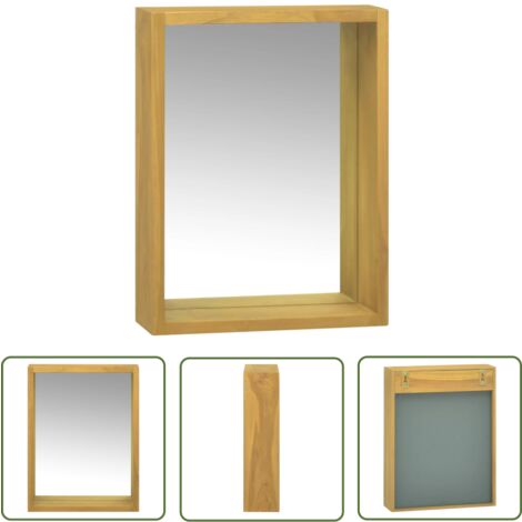 The Living Store Spiegelschrank 30x10x40 cm Massivholz Teak - Spiegelschrank - Badezimmermöbel - Teakholzmöbel - Wandspiegel - Aufbewahrungsraum (1/5)