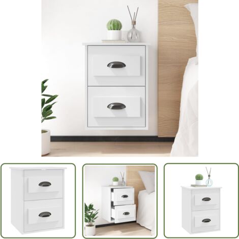 The Living Store Wand-Nachttisch Weiß 41,5x36x53 cm - Wandregal - Nachttisch - Wohnzimmerdeko - Möbel Online Kaufen - Weißer Nachttisch (1/5)