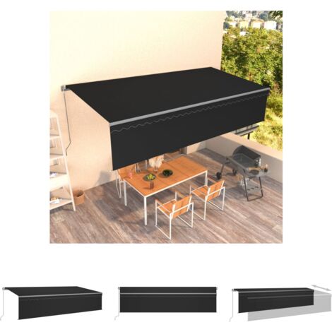 The Living Store Markise Manuell Einziehbar mit Rollo 6x3 m Anthrazit