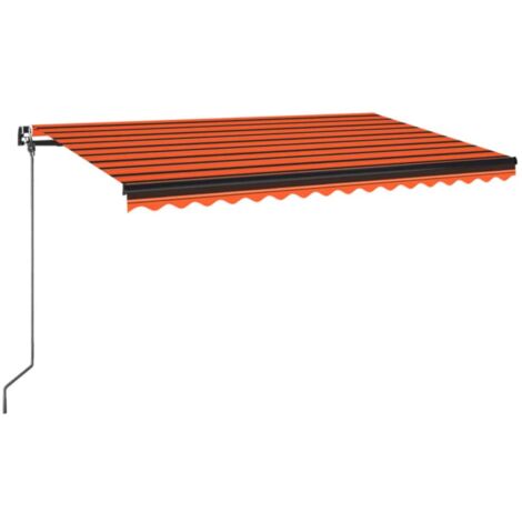 The Living Store Markise Manuell Einziehbar 450x350 cm Orange und Braun -  Versenkbare Markise - Outdoor-Markise - Markise Manuell - Aluminium Markise  - Gartenmarkise
