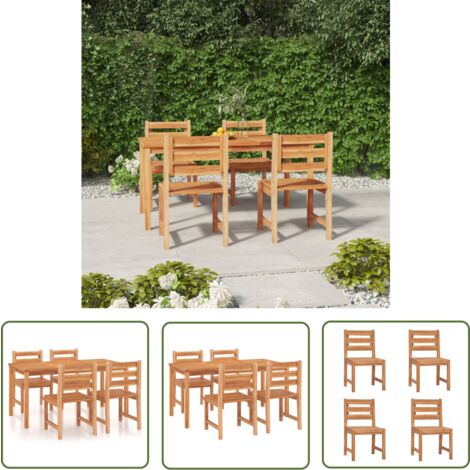 The Living Store 5tlg. GartenEssgruppe Massivholz Teak Gartenmöbel