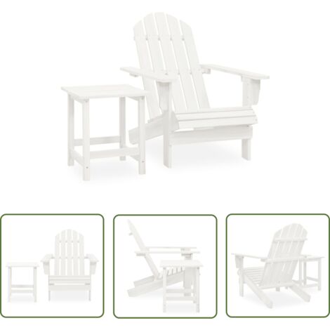 The Living Store AdirondackGartenstuhl mit Tisch Massivholz Tanne Weiß