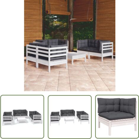 The Living Store 7-tlg. Garten-Lounge-Set mit Kissen Kiefer Massivholz - Garten Lounge Set - Kiefernholzmöbel - Outdoor Möbel - Gartenzubehör - Loungemöbel (1/5)