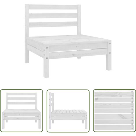 The Living Store Garten-Mittelsofa Weiß Massivholz Kiefer - Gartensofa - Holzsessel - Gartenmöbeln - Esszimmertisch - Balkonmöbel (1/5)