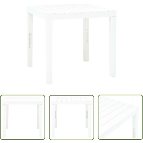 The Living Store Gartentisch Weiß 78x78x72 cm Kunststoff Gartenstuhl
