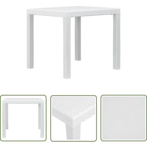 The Living Store Gartentisch Weiß 79x79x72 cm Kunststoff RattanOptik