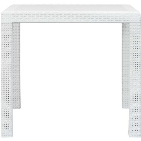 The Living Store Gartentisch Weiß 79x79x72 cm Kunststoff RattanOptik