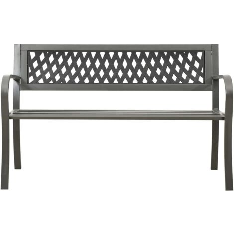 The Living Store Gartenbank 125 cm Stahl Grau Gartenbänke