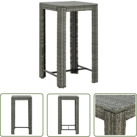The Living Store Garten-Bartisch Grau 60,5x60,5x110,5 cm Poly Rattan - Gartenbartisch - Outdoor Möbel - Esszimmertisch - Balkonmöbel - Terrassenmöbeln (1/5)