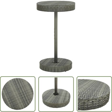 The Living Store Gartentisch Grau 60,5x106 cm Poly Rattan - Gartentisch - Esszimmertisch - Outdoortisch - Polyrattan Tisch - Stahlgestell (1/5)