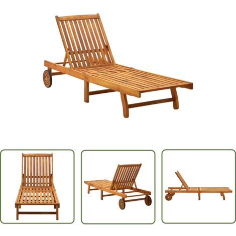 The Living Store Sonnenliege Akazie Massivholz Holz Sonnenschirm