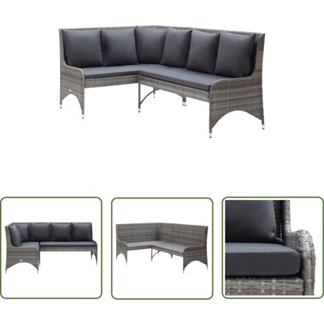 The Living Store GartenEcksofas 2 Stk. Poly Rattan Grau OutdoorSofa