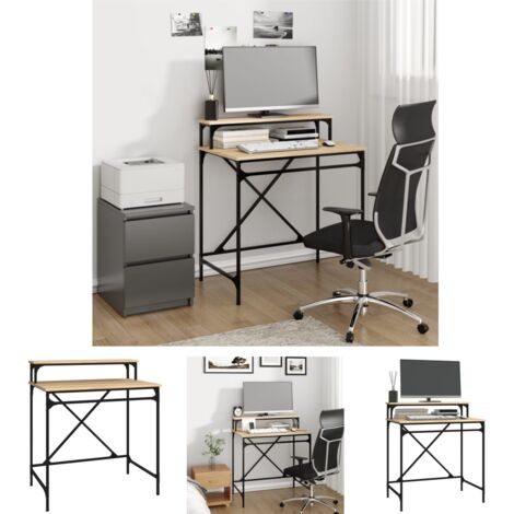 The Living Store - Schreibtisch Sonoma-Eiche 80x50x90 cm Holzwerkstoff und Eisen (1/5)
