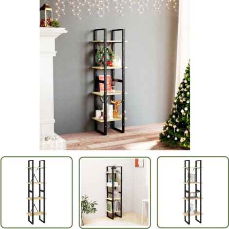 The Living Store Bücherregal 4 Böden 40x30x140 cm Massivholz Kiefer - Bücherregal - Holzmöbel - Regal - Industrielles Design - Kiefernholz (1/5)