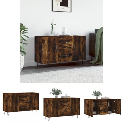 Stauraum - vidaXL Sideboard Räuchereiche 100x36x60 cm Holzwerkstoff - Wandhalterung (1/5)
