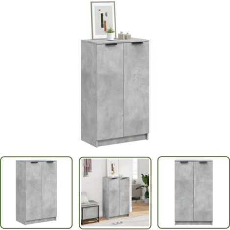 The Living Store Schuhschrank Betongrau 59x35x100 cm Holzwerkstoff - Schuhschrank - Holzwerkstoffmöbel - Garderobe - Einbauschrank - Schuhregal