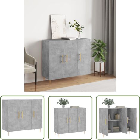 The Living Store Sideboard Betongrau 90x34x80 cm Holzwerkstoff - Sideboard - Wohnzimmermöbel - Holzmöbel - Grau - Modernes Design (1/5)