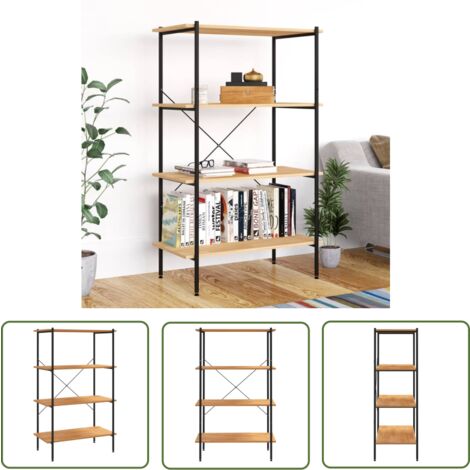 The Living Store Regal mit 4 Böden Schwarz und Eiche-Optik 80x40x130 cm - Bücherregal - Regal Schwarz - Regal Mit 4 Böden - Wohnraumorganisation - Aufbewahrungslösung (1/5)