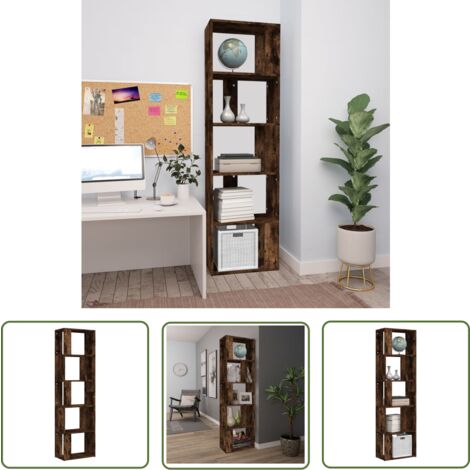 The Living Store Bücherregal Räuchereiche 45x24x160 cm Holzwerkstoff - Buche Regal - Holzmöbel - Bücherständer - Regal - Wohnzimmer Einrichtung (1/5)