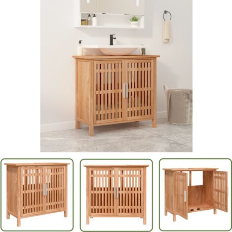The Living Store Waschbeckenunterschrank 66x29x61,5 cm Massivholz Nussbaum - Holzschrank - Badmöbel - Nussbaumschreibtisch - Wascht Tisch Unterschrank - Badezimmeraufbewahrung (1/5)