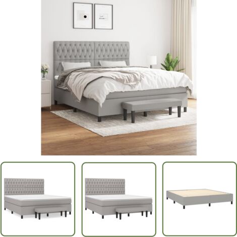 The Living Store Boxspringbett mit Matratze Hellgrau 180x200 cm Stoff - Boxspringbett - Doppelbett - Bett Mit Lattenrost - Bettsofa - Schlafsystem (1/5)