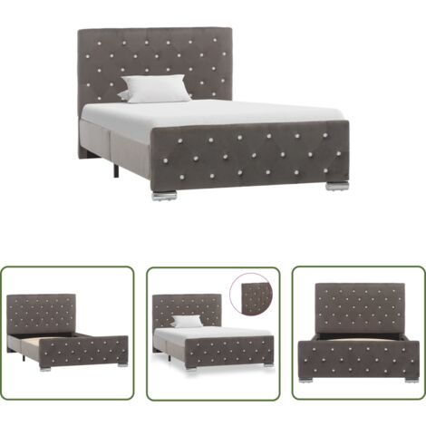 The Living Store Bettgestell Grau Samt 100x200 cm - Bettrahmen - Samtbetten - Doppelbett - Boxspringbett - Grau (1/5)