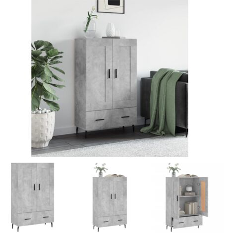The Living Store Highboard Betongrau 69,5x31x115 cm Holzwerkstoff -  Sideboards
