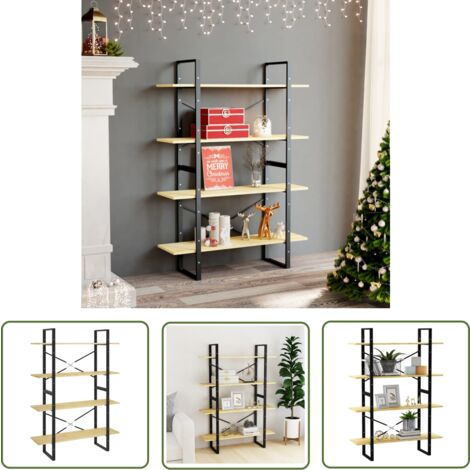 The Living Store Bücherregal 4 Fächer 100x30x140 cm Massivholz Kiefer - Bücherregal - Holzmöbel - Regal - Industrielles Design - Kiefernholz (1/5)