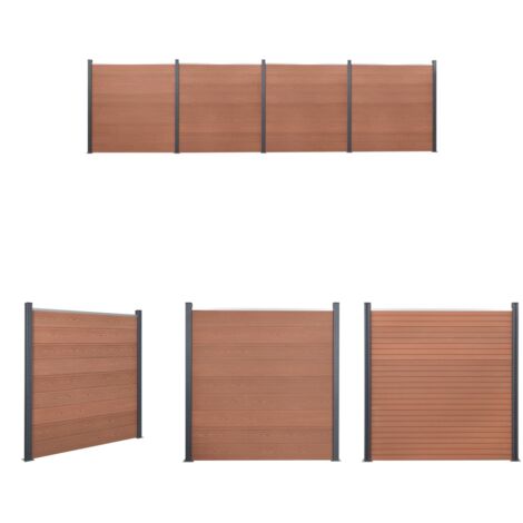 The Living Store ZaunelementSet Braun 699x186 cm WPC Zaunfelder