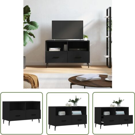 The Living Store TV-Schrank Schwarz 80x36x50 cm Holzwerkstoff - TV Schrank - Fernsehtisch - Regal - Wohnzimmermöbel - Holzmöbel (1/5)