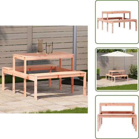 The Living Store Picknicktisch 110x134x75 cm Massivholz Douglasie - Holz Picknicktisch - Gartenmöbel - Esstisch Im Freien - Outdoor Möbel - Douglasie Tisch