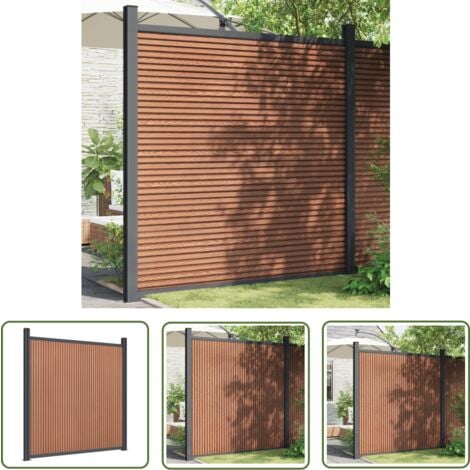 The Living Store Zaunelement mit 2 Pfosten Braun 180x186 cm WPC