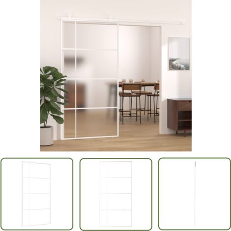 Glasschiebetür 102,5x205 Cm ESG - Raumtrenner Schwarz Matt Alu Rahmen