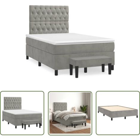 Boxspringbett mit Matratze Hellgrau 120x190 cm Stoff