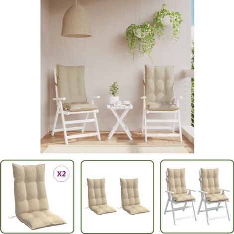 The Living Store HochlehnerAuflagen 2 Stk. Beige OxfordGewebe