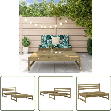 The Living Store 2-tlg. Garten-Lounge-Set Kiefernholz Imprägniert - Gartensessel - Gartenloungesessel - Holzsessel - Rattan Sessel - Gartenmöbeln (1/5)
