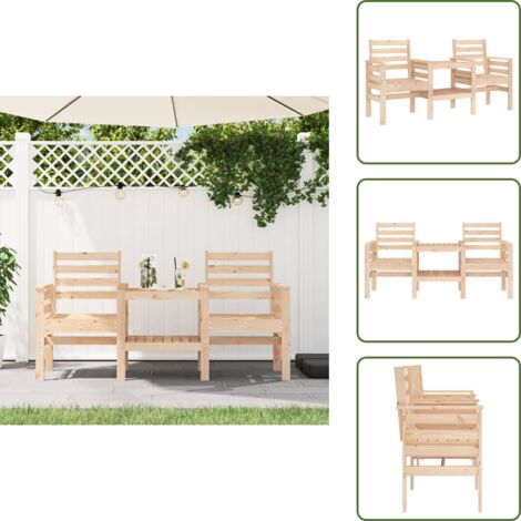 The Living Store Gartenbank mit Tisch 2-Sitzer Massivholz Kiefer - Gartenbank - Holz Gartenbank - Kieferngartenbank - Outdoor Bank - Gartenmöbeln (1/5)