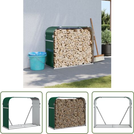 Kaminholzunterstand Aus Metall 234x45x100cm - Brennholzregal Für Draußen In Grün