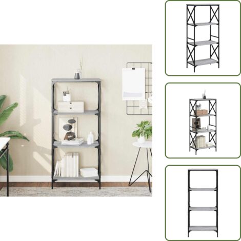 The Living Store Bücherregal 4 Böden Grau Sonoma 59x35x132 cm Holzwerkstoff - Bucherregal - Regal - Holzmöbel - Grau Sonoma - Wohnraumgestaltung (1/5)
