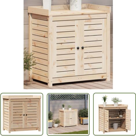 The Living Store Pflanztisch mit Ablagen 82,5x50x86,5 cm Massivholz
