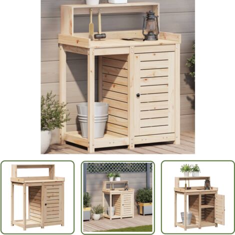 The Living Store Pflanztisch mit Ablagen 82,5x50x109,5 cm Massivholz