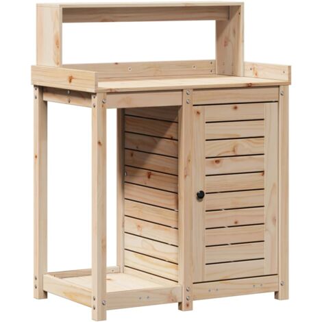 The Living Store Pflanztisch mit Ablagen 82,5x50x109,5 cm Massivholz