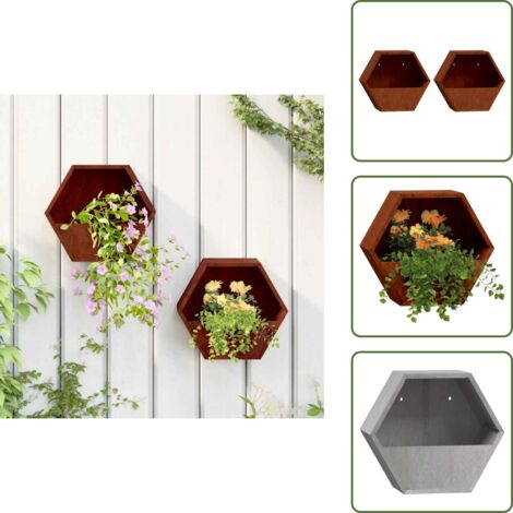 The Living Store Wand-Pflanzkbel 2 Stk. Rostig Cortenstahl 30x10x25 cm -  Cortenstahl - Wandpflanze - Balkonpflanzen - Gartendeko - Pflanzkasten
