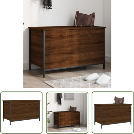 Sitzbank Mit Stauraum Braun Eiche - Aufbewahrungsbank 82cm Für Flur & Wohnzimmer